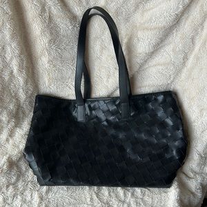 H&M basket weave black tote
